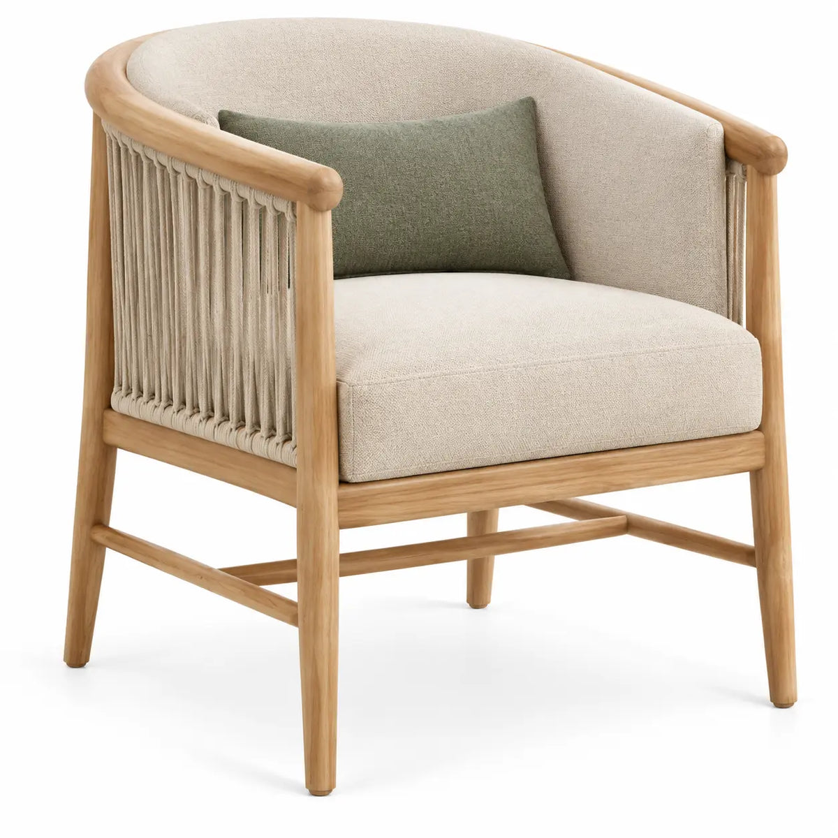 Beige and brown open-structured armchair with vertical line details from Georgiangateleg, showcasing modern furniture design.